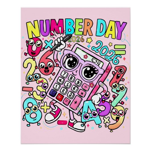 Number Day 2026 Maths Poster for Kids UK Classroom ポスター (正面)