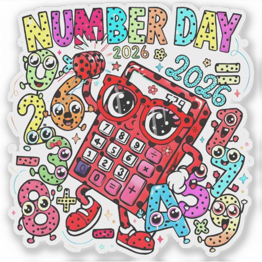 Number Day 2026 Maths Sticker for Kids UK シール (正面)