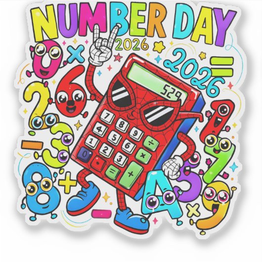 Number Day 2026 Maths Sticker for Kids UK Schools シール (正面)