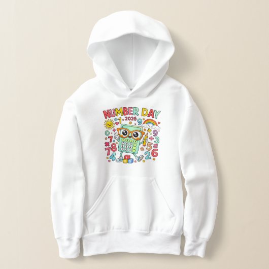 Number Day 2026 Owl Calculator Math Hoodie (レイダウン)