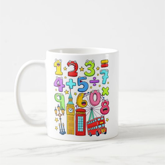 Number Day City Numbers Math Design for Kids コーヒーマグカップ (左)