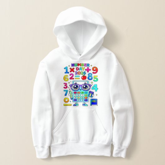 Number Day Colorful Calculator Math Hoodie (レイダウン)