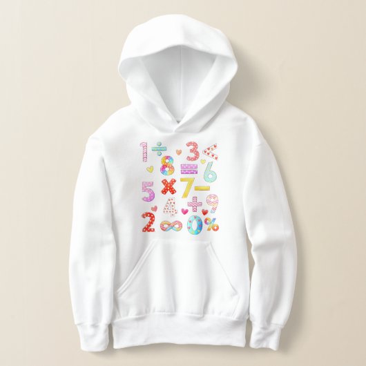 Number Day Colorful Math Symbols Hoodie (レイダウン)
