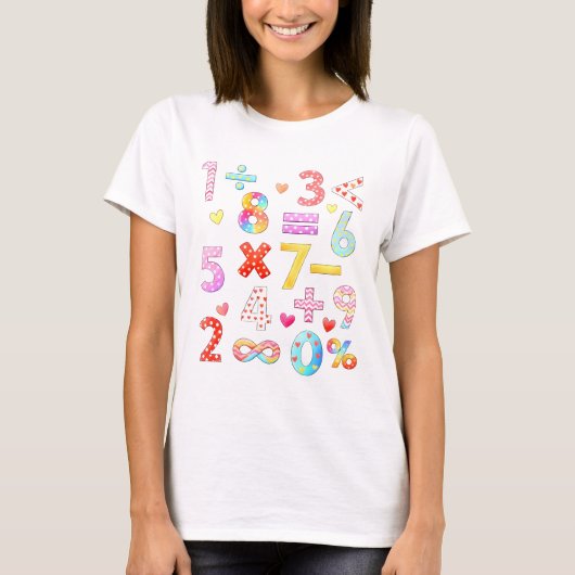 Number Day Colorful Math Symbols T Shirt Tシャツ (正面)