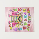 Number Day Cute Calculator Character Design タペストリー (正面(横))