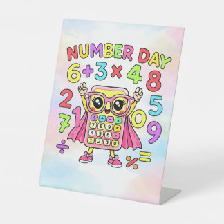 Number Day Cute Calculator Character Design 台座サイン