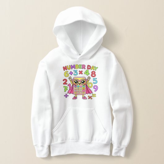 Number Day Cute Calculator Character Hoodie (レイダウン)