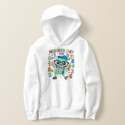 Number Day Cute Calculator Math Hoodie (レイダウン)