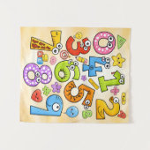 Number Day Cute Cartoon Numbers Design タペストリー (正面(横))