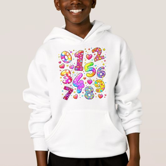 Number Day Cute Colorful Numbers Hoodie (正面)