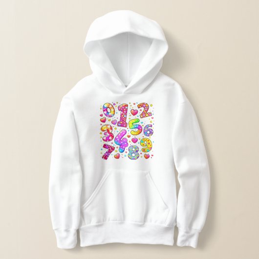 Number Day Cute Colorful Numbers Hoodie (レイダウン)