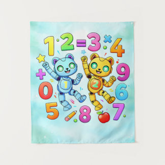 Number Day Cute Math Animals Design タペストリー