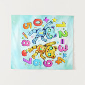 Number Day Cute Math Animals Design タペストリー (正面(横))