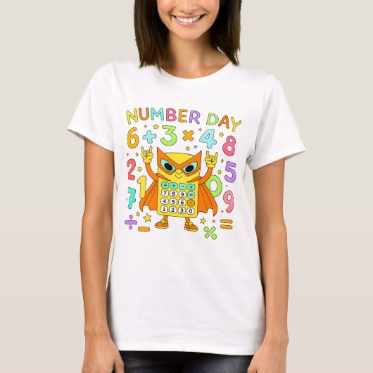 Number Day Cute Maths Calculator T Shirt for Kids Tシャツ (正面)