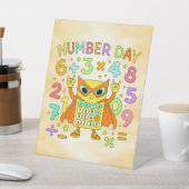 Number Day Cute Maths Owl Desk Art for Kids 台座サイン (インサイチュ)