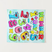 Number Day Funny Cartoon Numbers Design タペストリー (正面(横))