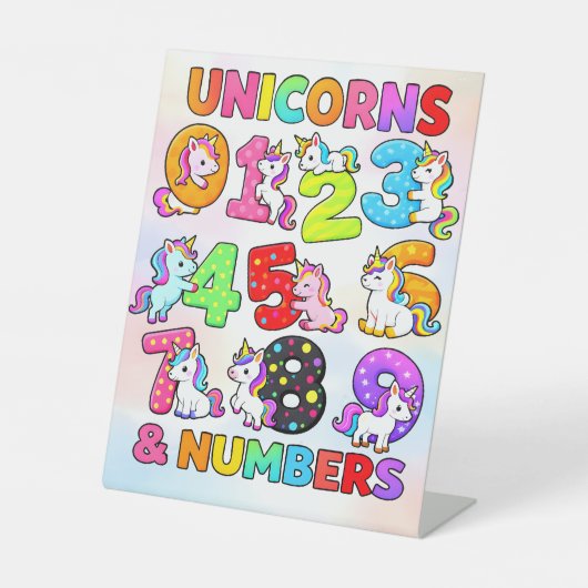 Number Day Funny Cartoon Numbers Design 台座サイン (正面)