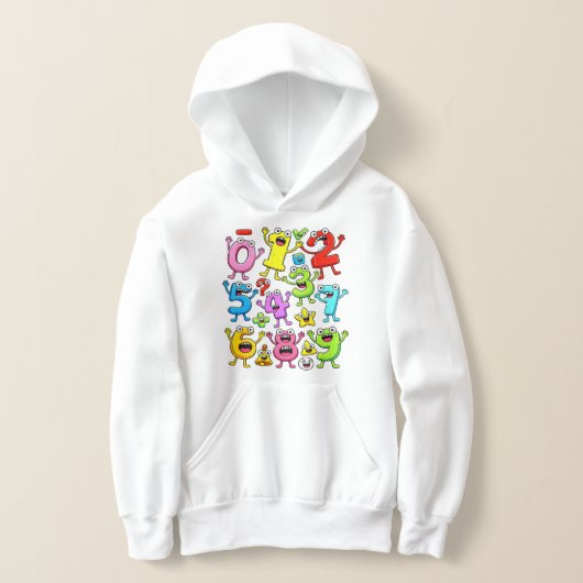 Number Day Funny Cartoon Numbers Hoodie (レイダウン)