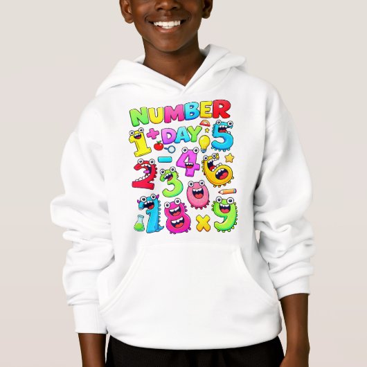 Number Day Funny Cartoon Numbers Hoodie (正面)