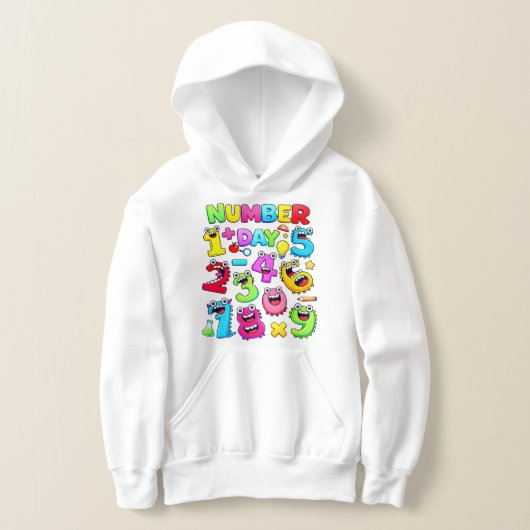 Number Day Funny Cartoon Numbers Hoodie (レイダウン)