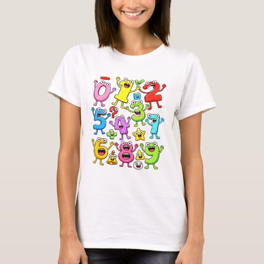 Number Day Funny Cartoon Numbers Math T Shirt Tシャツ (正面)