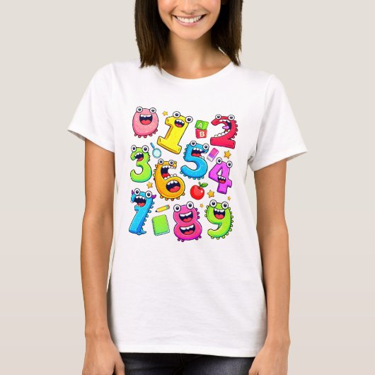 Number Day Funny Cartoon Numbers T Shirt Tシャツ (正面)