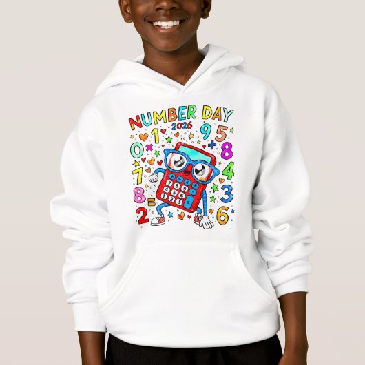 Number Day Kids Hoodie Colourful Maths Calculator (正面)