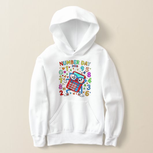 Number Day Kids Hoodie Colourful Maths Calculator (レイダウン)