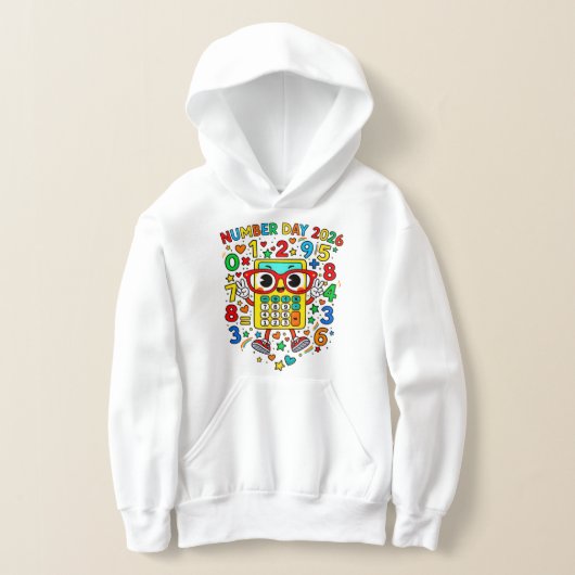 Number Day Kids Hoodie | Fun Maths Numbers (レイダウン)