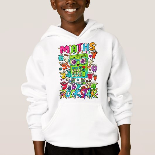 Number Day Kids Hoodie | Maths Rock Star Design (正面)