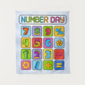 Number Day Math Icons Calculator Design タペストリー (正面)