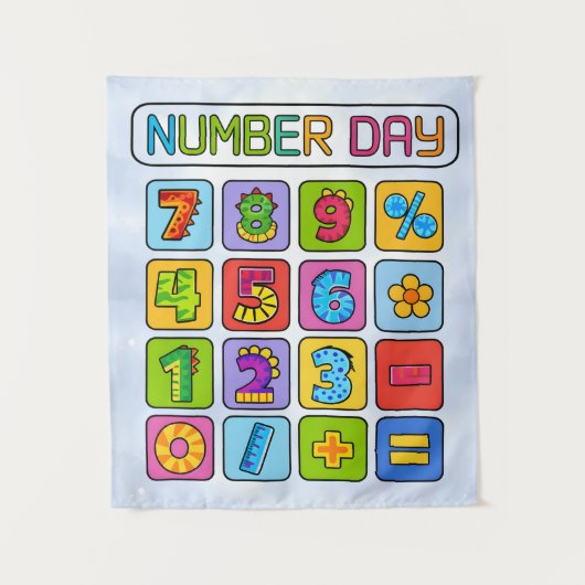Number Day Math Icons Calculator Design タペストリー (正面)
