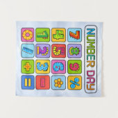 Number Day Math Icons Calculator Design タペストリー (正面(横))