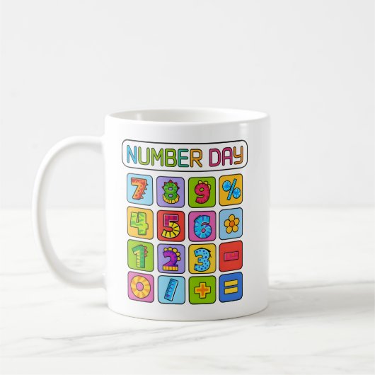 Number Day Math Icons Calculator Design for Kids コーヒーマグカップ (左)
