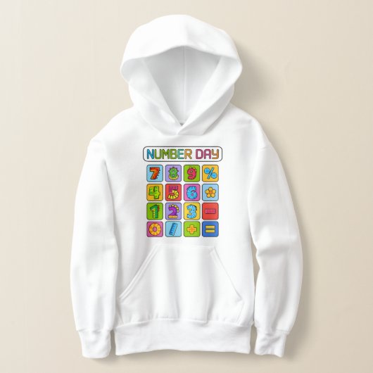 Number Day Math Icons Calculator Hoodie (レイダウン)