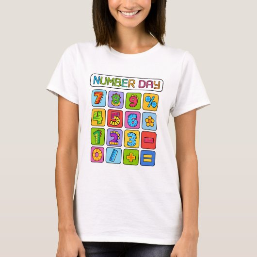 Number Day Math Icons Calculator T Shirt Tシャツ (正面)