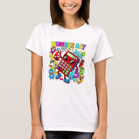 Number Day Maths Calculator T Shirt for Teachers Tシャツ (正面)