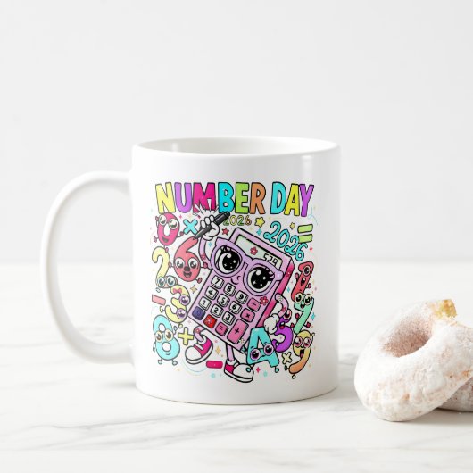 Number Day Maths Mug | Cute Calculator Design コーヒーマグカップ (ドーナツ)