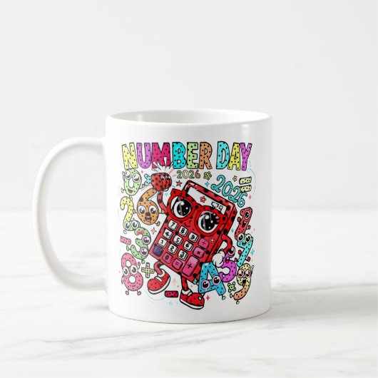 Number Day Maths Mug | Fun Calculator Character コーヒーマグカップ (左)