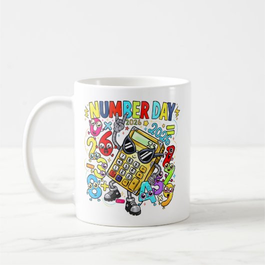 Number Day Maths Mug | Fun Calculator Design コーヒーマグカップ (左)