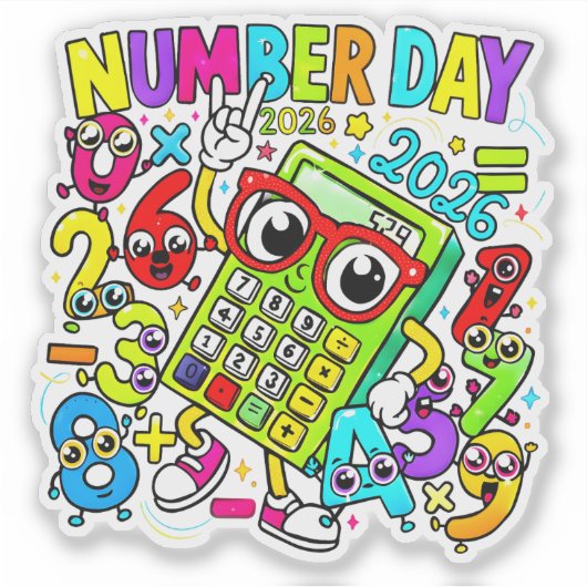 Number Day Maths Sticker for Kids UK School シール (正面)