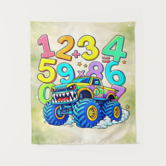 Number Day Monster Truck Math Design タペストリー