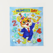 Number Day Smart Cat Math Design for Kids タペストリー (正面)
