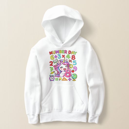 Number Day Unicorn Math Numbers Hoodie (レイダウン)