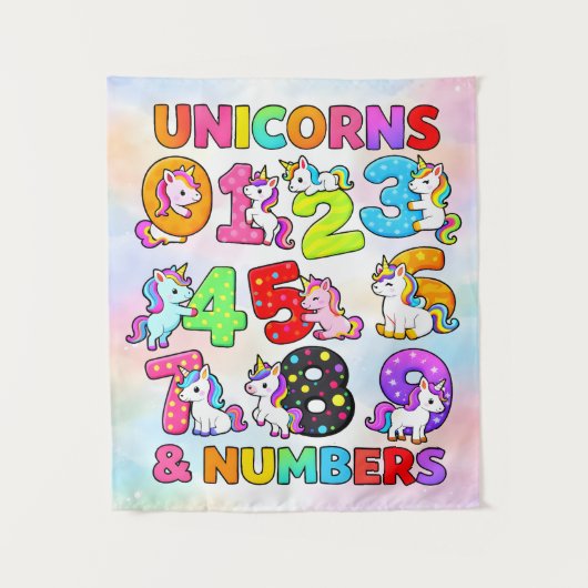 Number Day Unicorn Numbers Math Design タペストリー (正面)