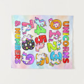 Number Day Unicorn Numbers Math Design タペストリー (正面(横))