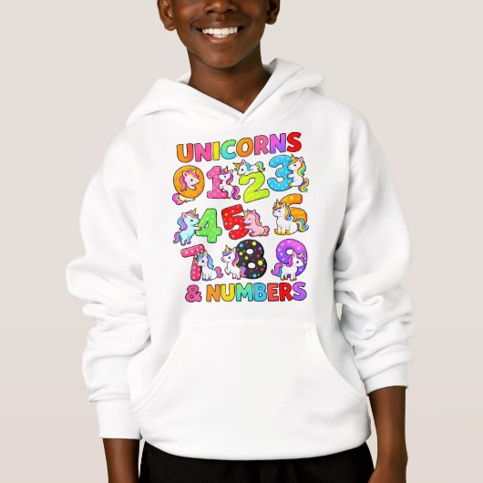 Number Day Unicorn Numbers Math Hoodie (正面)