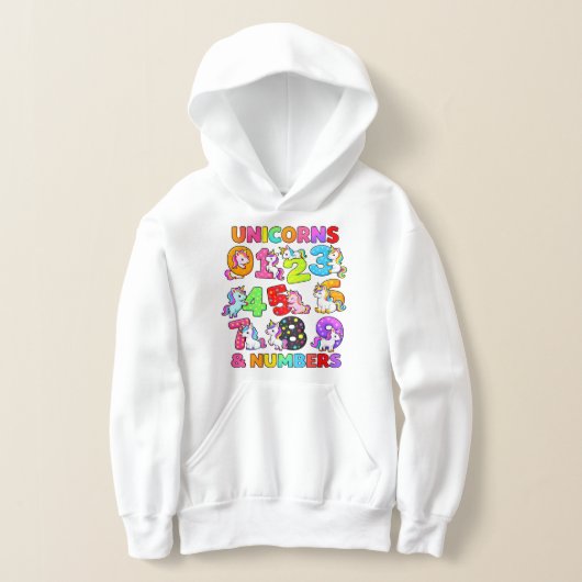 Number Day Unicorn Numbers Math Hoodie (レイダウン)