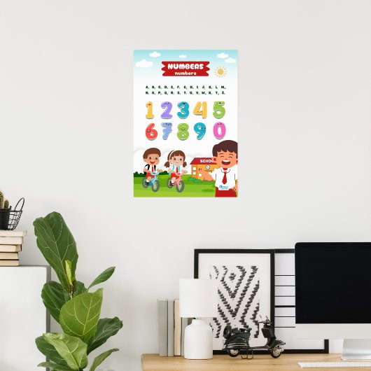 Number Featuring Happy Kids ポスター (ホームオフィス)
