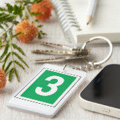 Number Three White And Green Keychain キーホルダー (正面右)